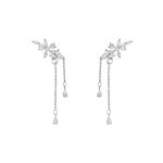S925 silver needle Korean version new super flash zircon wing earrings women's high-end design long tassel earrings